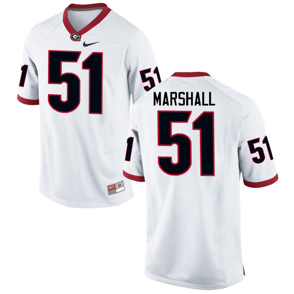 Men Georgia Bulldogs #51 David Marshall College Football Jerseys-White